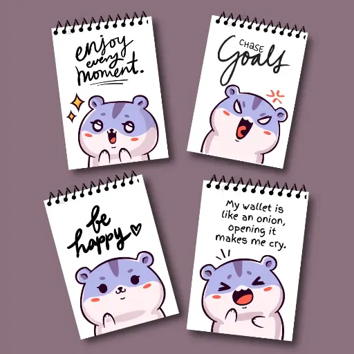 Velikana Cute Pocket Diary | Pack of 4 | 60 Sheets Each | Glossy Cover | Spiral Notebook